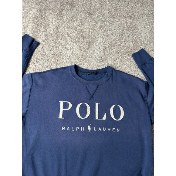 Polo Ralph Lauren Horse Logo Blue Fleece Lined SO SOFT Sweatshirt Size M - Picture 10 of 14